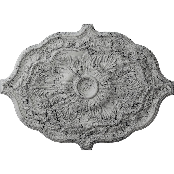 Ekena Millwork Pesaro Ceiling Medallion, Hand-Painted Ultra Pure White Crackle, 36"W x 26"H x 1 1/2"P CM36X26PEUWC - main